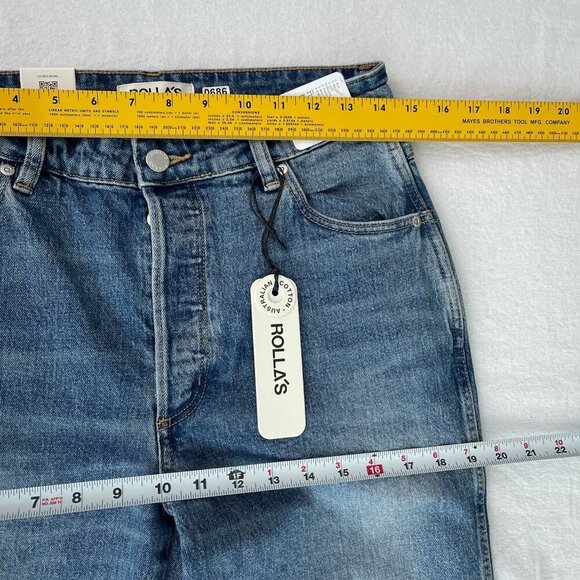 Rolla's Hi-Rise Relaxed Flare Crop Jeans Button Fly Cut-Off Denim Women's 27 NWT - Picture 10 of 14